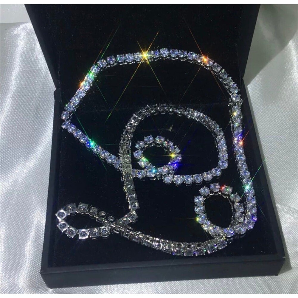 New 18k white gold tennis chain